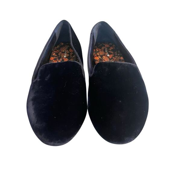 Birdies The Starling Blue Velvet Flats Loafers •9.5• Ballet Slip On Shoes - Picture 2 of 7
